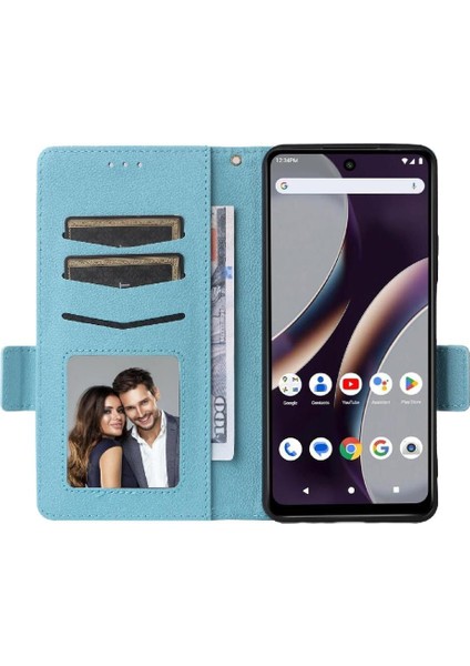 Blu G54 Yan Toka Pu Deri Manyetik Cüzdan Kart Yuvaları Için Flip Case (Yurt Dışından)