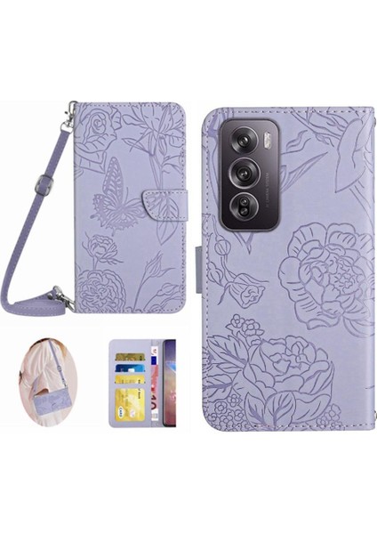 Oppo RENO12 5g Kelebekler ve Çiçekler Için Kılıf Deri Cüzdan Yumuşak Pu &amp; (Yurt Dışından)