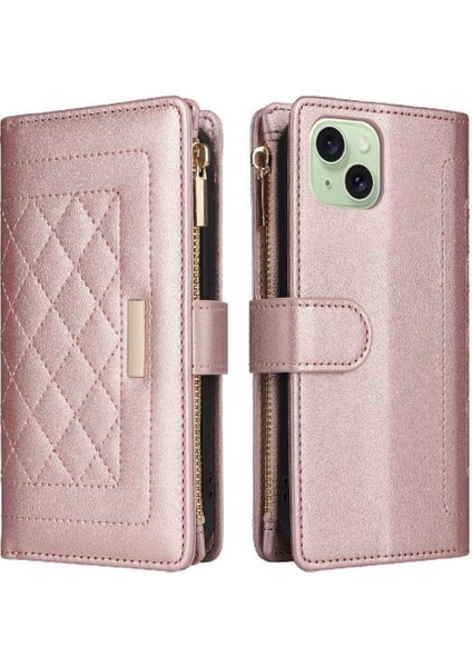 IPhone 15 Için Flip Case Darbeye Kart Yuvaları Cüzdan Kayış (Yurt Dışından) modelleri