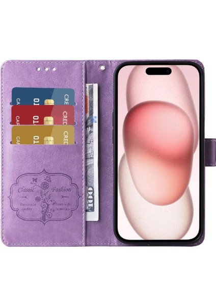 IPhone 15 Flip Deri Kart Yuvaları Çiçek Için Flip Case (Yurt Dışından) indirimleri