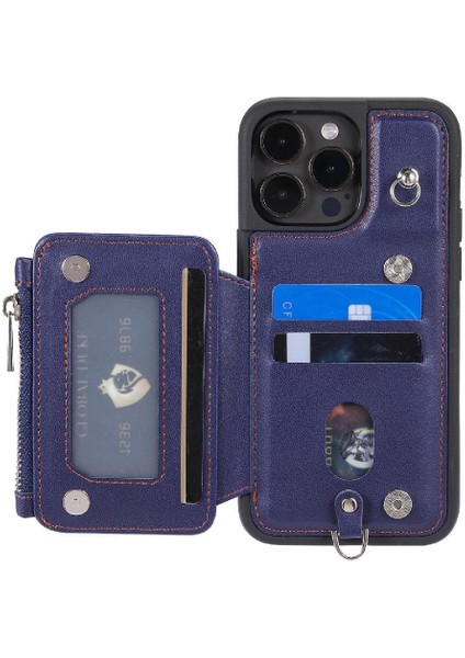 Cüzdan Kılıf IPhone 14 Pro Max Flip Folio Kılıf Pu Deri 3 Büyük Kart (Yurt Dışından)