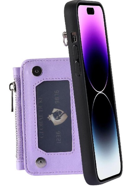 Cüzdan Kılıf IPhone 13 Için Pro Max Pu Deri Kickstand Flip Folio Kılıf 3 (Yurt Dışından)
