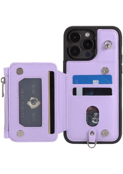Cüzdan Kılıf IPhone 13 Için Pro Max Pu Deri Kickstand Flip Folio Kılıf 3 (Yurt Dışından)