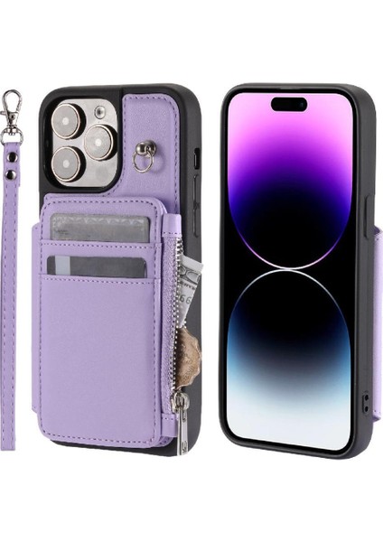 Cüzdan Kılıf IPhone 13 Için Pro Max Pu Deri Kickstand Flip Folio Kılıf 3 (Yurt Dışından)