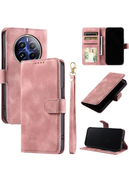 Realme 12 Pro Artı 5g Için Flip Case Pu Deri Bilek Kayışı Manyetik Cüzdan (Yurt Dışından)