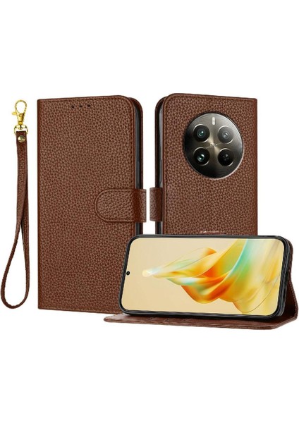 MY Boutique1 Realme Için Telefon Kılıfı 12 Pro Artı Flip Folio Litchi Desen Cüzdan Kart Pu (Yurt Dışından)