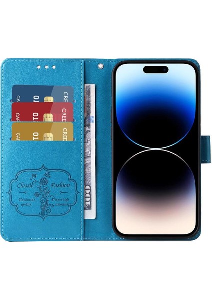 IPhone 14 Için Flip Case Pro Max Cardyuvaları Çiçek Flip Deri (Yurt Dışından)