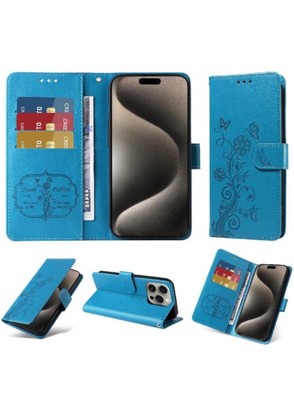 IPhone 15 Için Flip Case Pro Max Flip Çiçek Cardyuvaları Deri (Yurt Dışından)