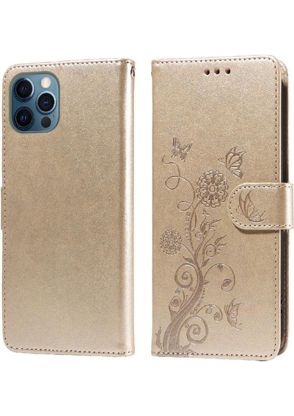IPhone 12 Için Flip Case Pro Max Flip Çiçek Cardyuvaları Deri (Yurt Dışından)
