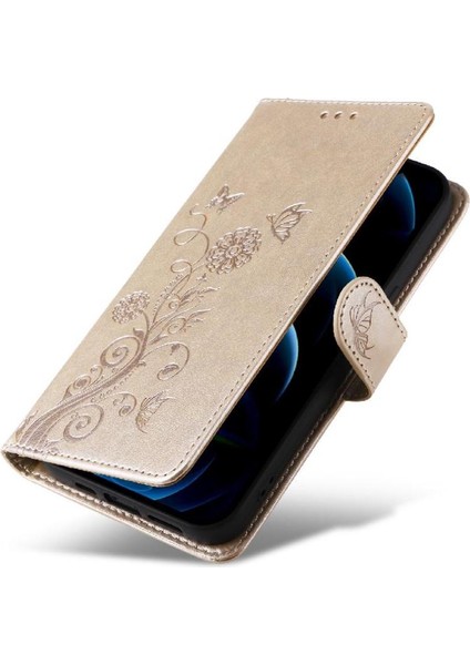 IPhone 12 Için Flip Case Pro Max Flip Çiçek Cardyuvaları Deri (Yurt Dışından)
