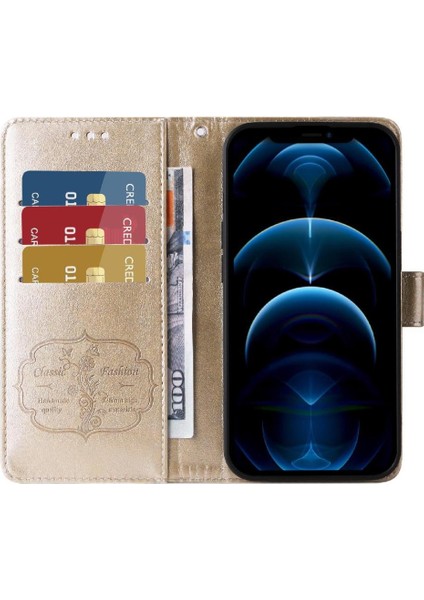 IPhone 12 Için Flip Case Pro Max Flip Çiçek Cardyuvaları Deri (Yurt Dışından)