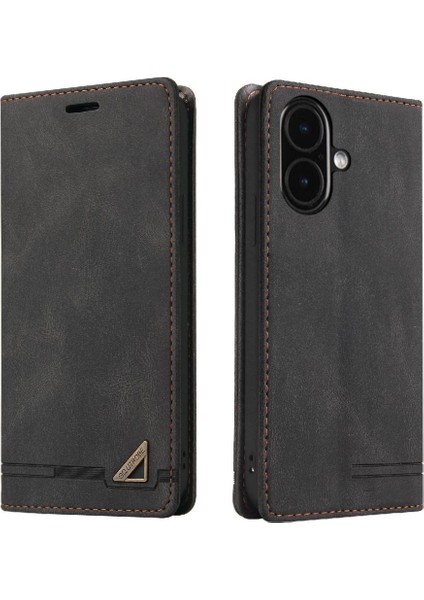 IPhone 16 Için Kılıf Premium Deri Premium Deri Kickstand Iki Kart (Yurt Dışından)