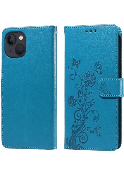 IPhone 14 Deri Çiçek Flip Kart Yuvaları Için Flip Case (Yurt Dışından) modelleri