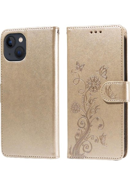 IPhone 13 Için Flip Case Çiçek Çevirme Deri Kart Yuvaları (Yurt Dışından)