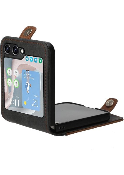 Galaxy Z Flip 6 Için Kickstand Koruyucu Cüzdan Kart Pu ile (Yurt Dışından)