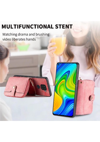 Xairedmi Redmi Not 9 4g Premium Deri Standı 7 Kart Yuvaları Kordon Için Kılıf (Yurt Dışından)