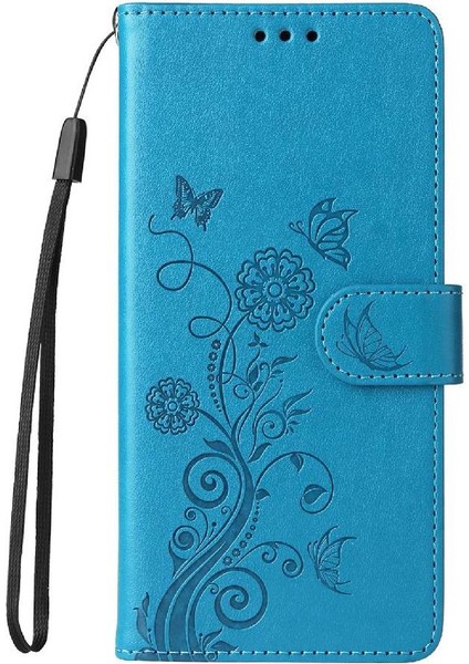 IPhone 16 Için Flip Case Artı Çiçek Flip Kart Yuvaları Deri (Yurt Dışından)