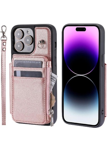 IPhone 15 Için Cüzdan Durumda Pro Max Kickstand Rfıd Engelleme 3 Büyük Kart Pu (Yurt Dışından)