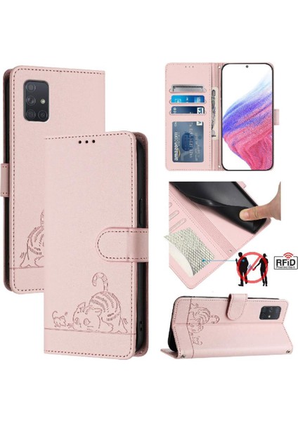 Galaxy A71 4g Kedi Rfıd Kart Yuvası Tutucu Kickstand Cüzdan (Yurt Dışından) indirimleri