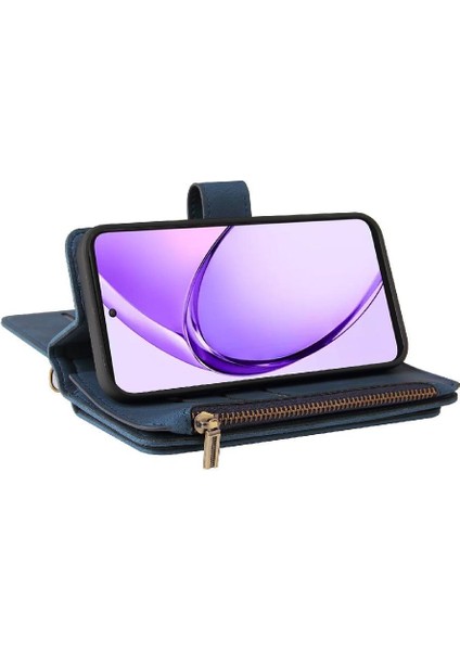 Cüzdan Telefon Kılıfı Için Oppo A3 Pro 5g Fermuar Poket Pu Deri Manyetik (Yurt Dışından)