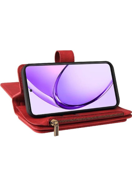 Cüzdan Telefon Kılıfı Için Oppo A3 Pro 5g Fermuar Poket Pu Deri Manyetik (Yurt Dışından)