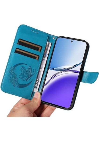 Oppo A3 5g Için Flip Case Kabartmalı Kelebek Ayrılabilir El Kayışı ile (Yurt Dışından) fırsatları