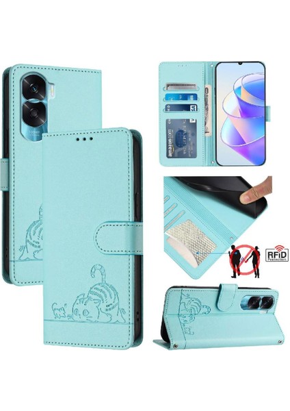 Onur Için Kılıf 90 Lite 5g Kedi Rfıd Kart Yuvası Tutucu Kickstand Cüzdan Flip (Yurt Dışından) indirimleri