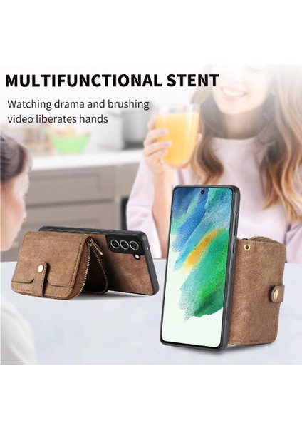 Galaxy S21 Fe Ayarlanabilir Kordon 7 Kart Yuvaları Için Kılıf Standı (Yurt Dışından) modelleri