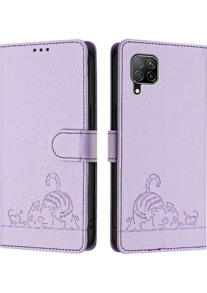 Huawei P40 Lite 4g Için Kılıf Cüzdan Kapak Çevirin Kedi Rfıd Kart Yuvası Tutucu (Yurt Dışından)