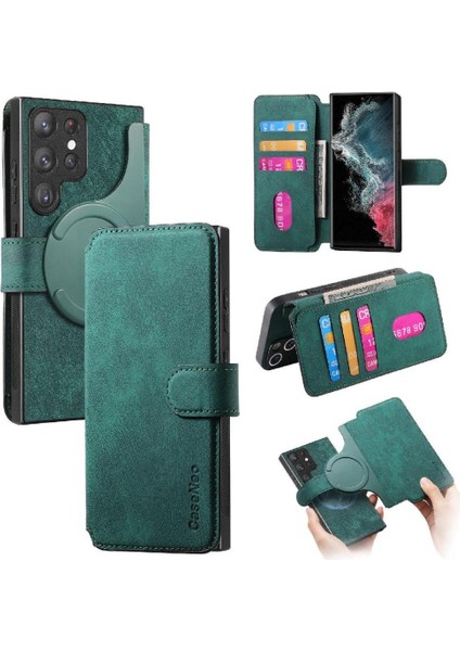 Galaxy S22 Için Flip Case Ultra Cüzdan Kart Standı Retro Mıknatıs (Yurt Dışından)