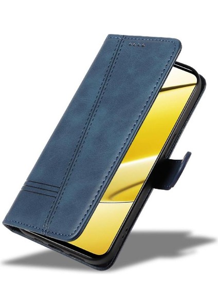 Realme 11 5g Için Filp Durumda Preslenmiş Pu Deri Ayrılabilir Siyah Bilezik (Yurt Dışından)