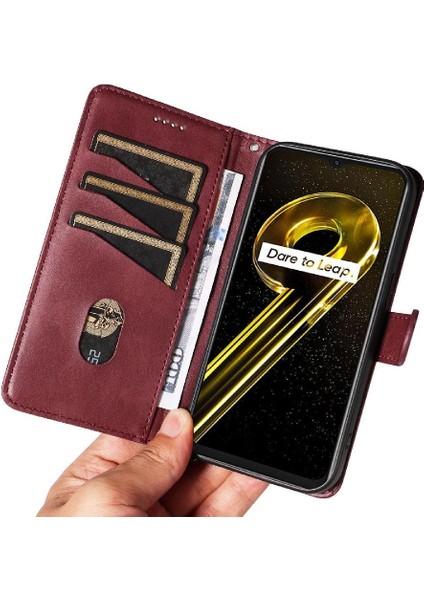 REALME10T Için Filp Durumda 5g Preslenmiş Pu Deri Cüzdan Telefon Kılıfı Ayrılabilir (Yurt Dışından)