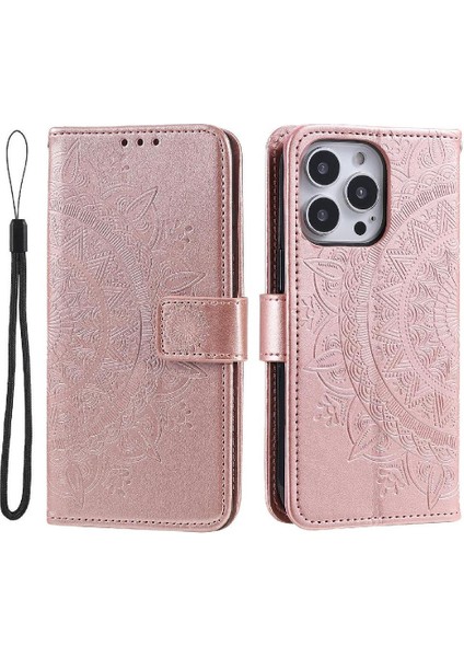 IPhone 15 Için Flip Case Pro Pu Deri Cüzdan Kılıf Totem Kabartma (Yurt Dışından)