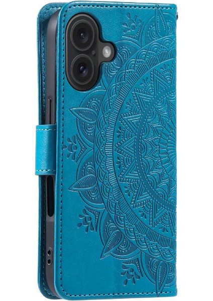 IPhone 16 Için Flip Case Artı Totem Kabartma Kickstand Pu Deri Cüzdan (Yurt Dışından)