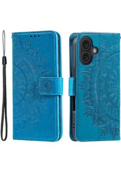 IPhone 16 Için Flip Case Artı Totem Kabartma Kickstand Pu Deri Cüzdan (Yurt Dışından)