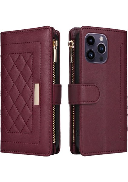 IPhone 14 Için Flip Case Pro Max Darbeye Cüzdan Kayış Kart Yuvaları (Yurt Dışından)