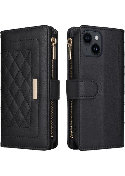 IPhone 14 Kayış Darbeye Dayanıklı Cüzdan Kart Yuvaları Için Flip Case (Yurt Dışından)