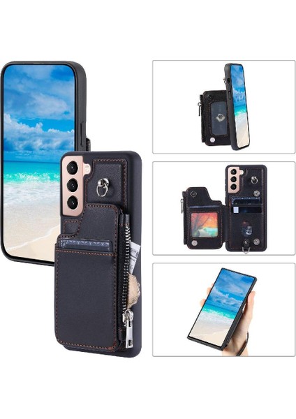 Galaxy S22 Rfıd Engelleme Kickstand 3 Büyük Kart Pu Için Cüzdan Kılıf (Yurt Dışından) fırsatları