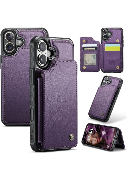 IPhone 16 Için Flip Case Kart Tutucu Rfıd Engelleme Ince Darbeye Durumda Pu (Yurt Dışından)
