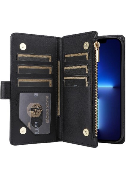 IPhone 14 Için Flip Case Pro Darbeye Cüzdan Kayış Kart Yuvaları (Yurt Dışından)