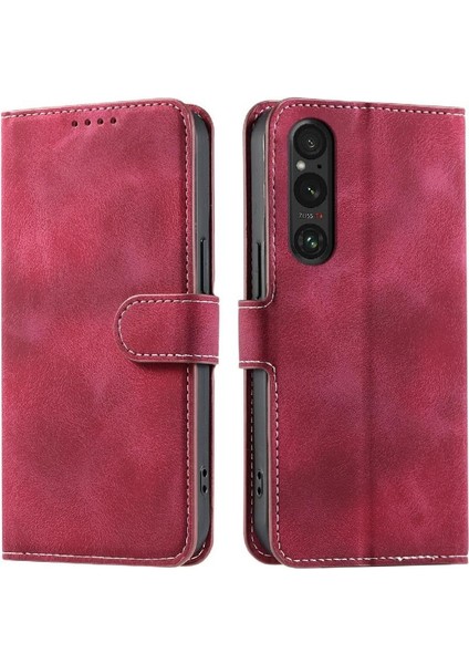 Sony Xperia 1 V Manyetik Bilek Kayışı Kickstand Cüzdan Kartı Için Flip Case (Yurt Dışından)