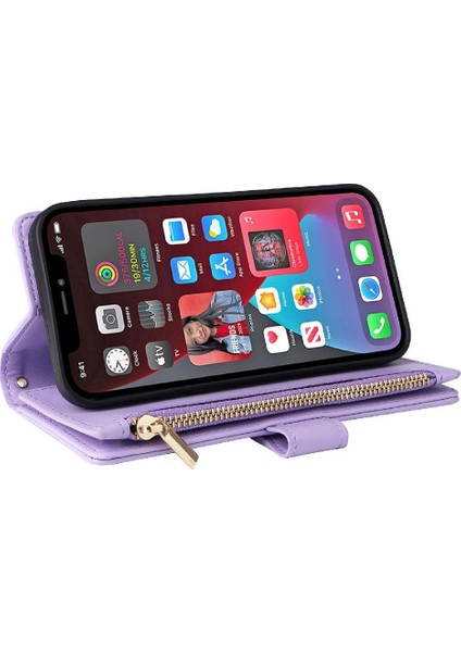 IPhone 12 Için Flip Case Pro Max Kart Yuvaları Kayış Cüzdan Darbeye (Yurt Dışından)