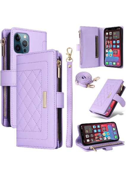 IPhone 12 Için Flip Case Pro Max Kart Yuvaları Kayış Cüzdan Darbeye (Yurt Dışından)