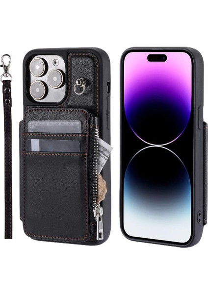 Cüzdan Kılıf IPhone 14 Pro Max Flip Folio Kılıf Pu Deri 3 Büyük Kart (Yurt Dışından)
