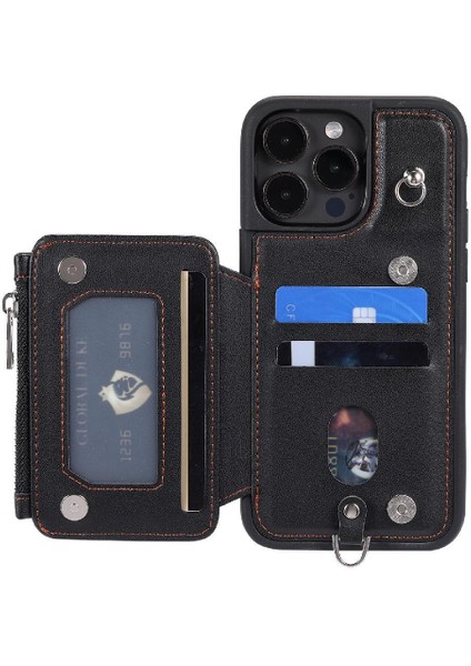 Cüzdan Kılıf IPhone 14 Pro Max Flip Folio Kılıf Pu Deri 3 Büyük Kart (Yurt Dışından)