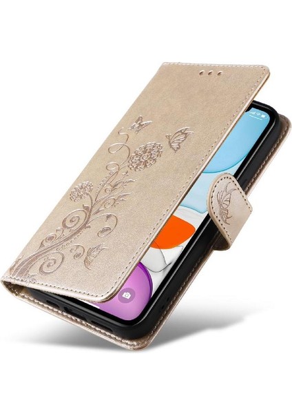 IPhone 12 Mini Flip Deri Çiçek Kart Yuvaları Için Flip Case (Yurt Dışından)