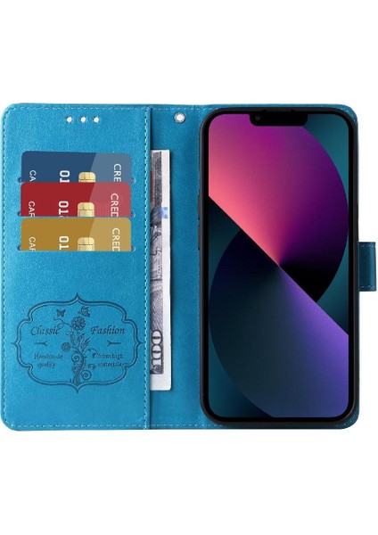 IPhone 13 Mini Çiçek Kart Yuvaları Deri Flip Case Için Flip Case (Yurt Dışından)