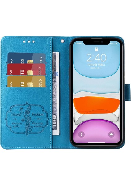 IPhone 12 Mini Flip Deri Çiçek Kart Yuvaları Için Flip Case (Yurt Dışından)