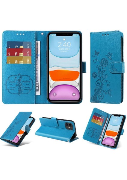 IPhone 12 Mini Flip Deri Çiçek Kart Yuvaları Için Flip Case (Yurt Dışından)