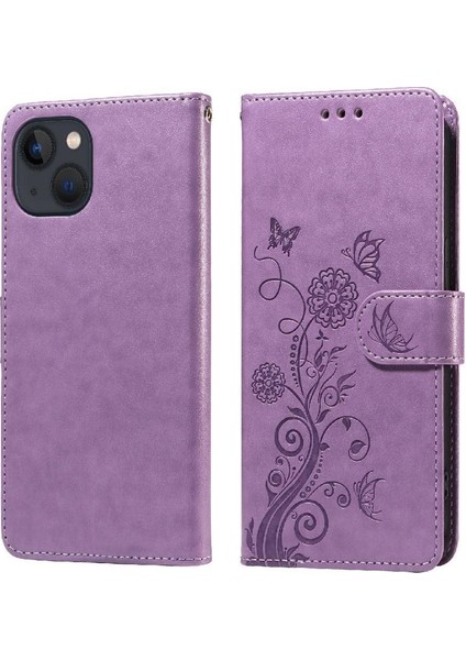 IPhone 13 Için Flip Case Çiçek Çevirme Deri Kart Yuvaları (Yurt Dışından)
